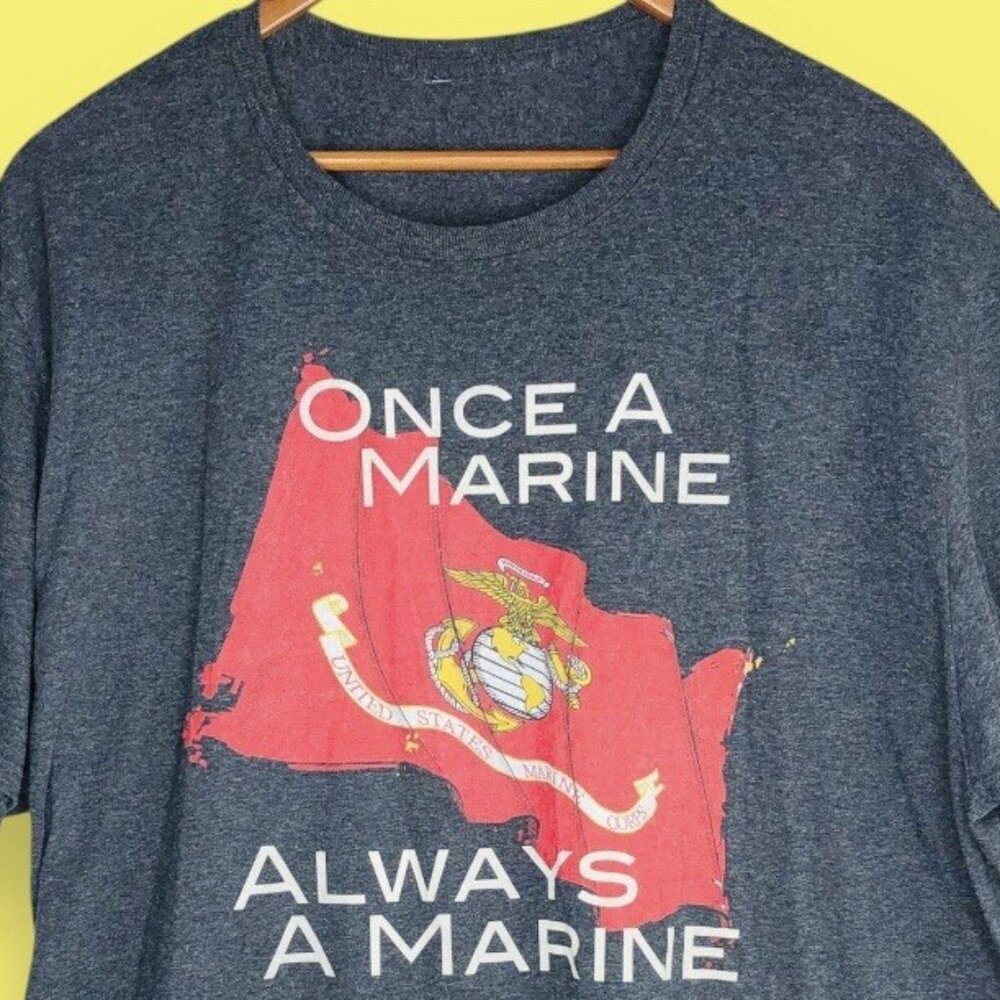 Vtg Y2K 2000s US Marine Corps Graphic Tee T-Shirt XL Charcoal Black USMC Biker